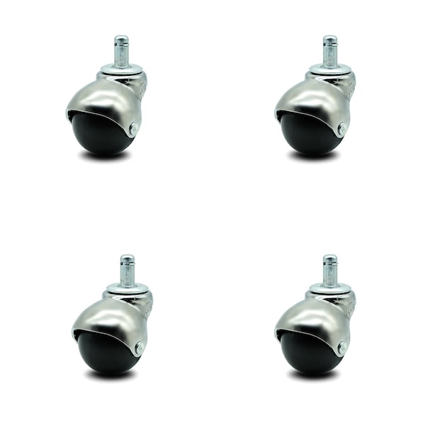 2 Inch Bright Chrome Hooded Grip Ring Ball Casters, 4PK
